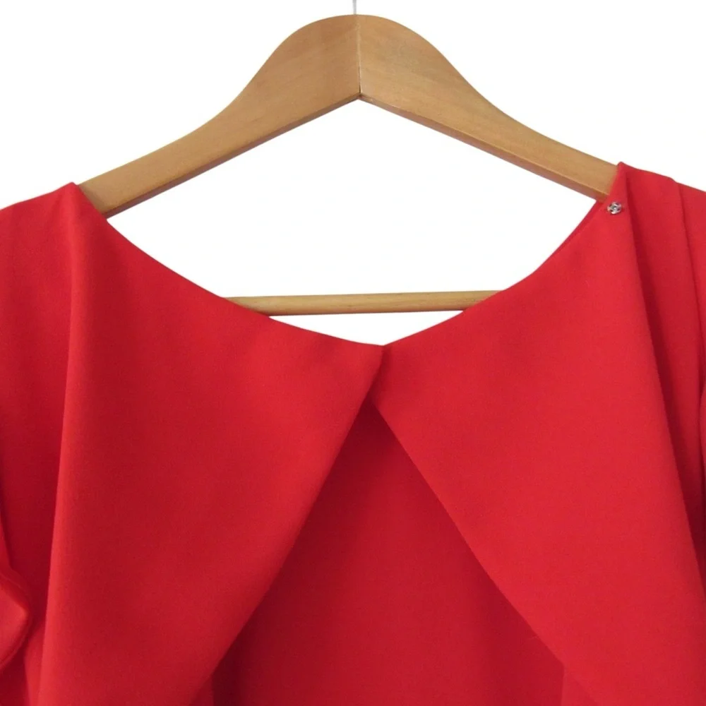 J Crew Sleeveless Ruffle Jumpsuit In 365 Crepe 6 Red Open Back Ankle Length - Picture 7 of 12